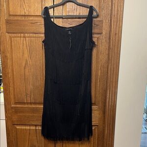 Ashley Stewart Black Fringe Dress nwt. Perfect little black dress size 18.
